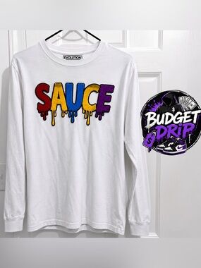 Evolution 'Sauce' Long Sleeve Tee - White with Multicolor Graphic